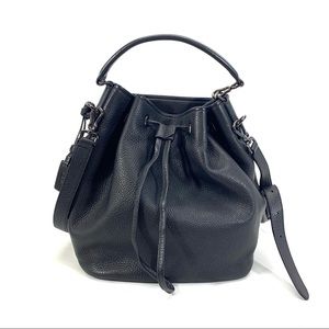 Tumi NoHo Georgie Pebbled Black Leather Bucket Bag
